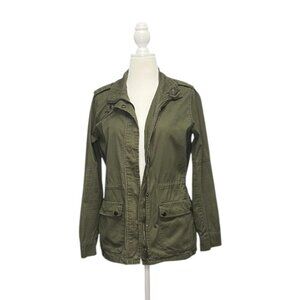 Pre-Loved Blue Rain | Army Green Utility Jacket with Cinch Waist – Size L